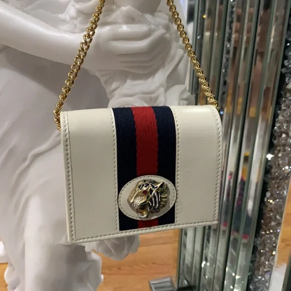 Gucci White Rajah Chain Card Case Sylvie - Picture 9 of 10